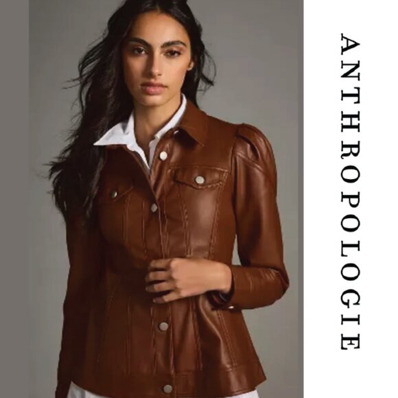 Anthropologie Jackets & Blazers - NWT Anthropologie Faux Leather Corset Puff Sleeve Jacket - 10